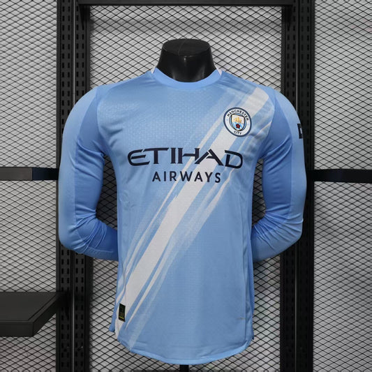 Manchester City Home Shirt Long Sleeve 25/26 Player Version
